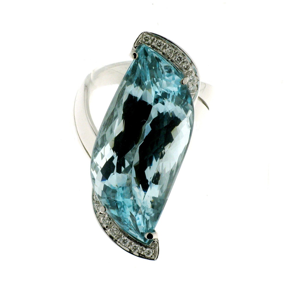 Ring with Diamond and Acqua Marina fantasy