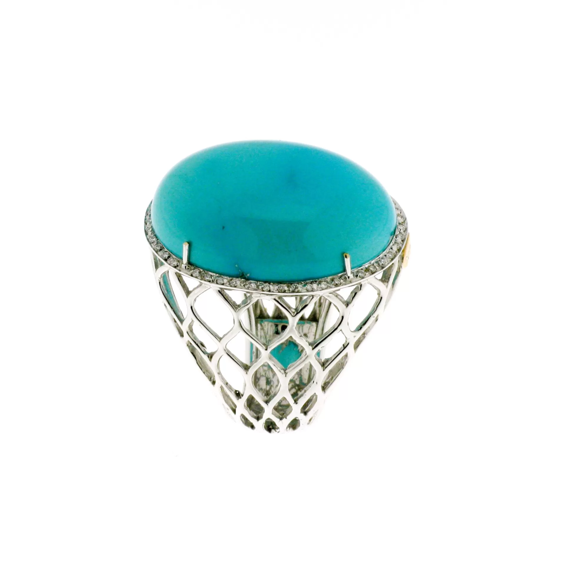 Ring with Diamonds and Turquoise