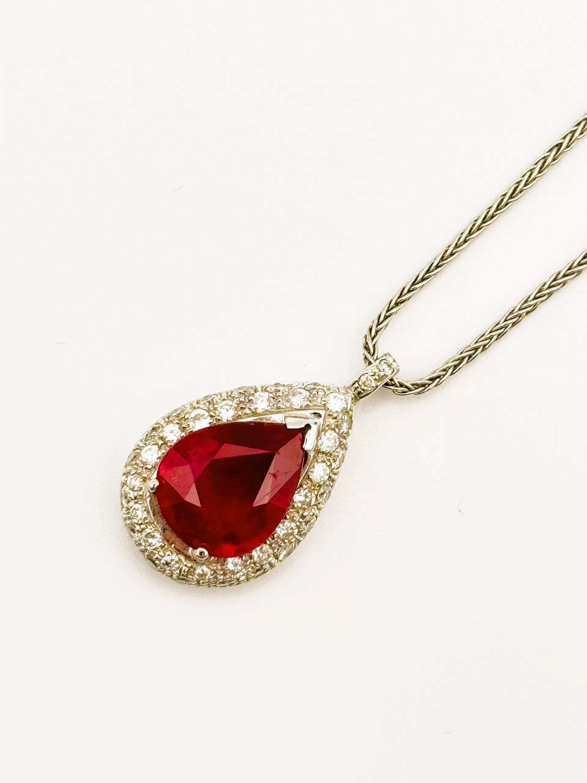 Pendant with Diamonds and Ruby drop