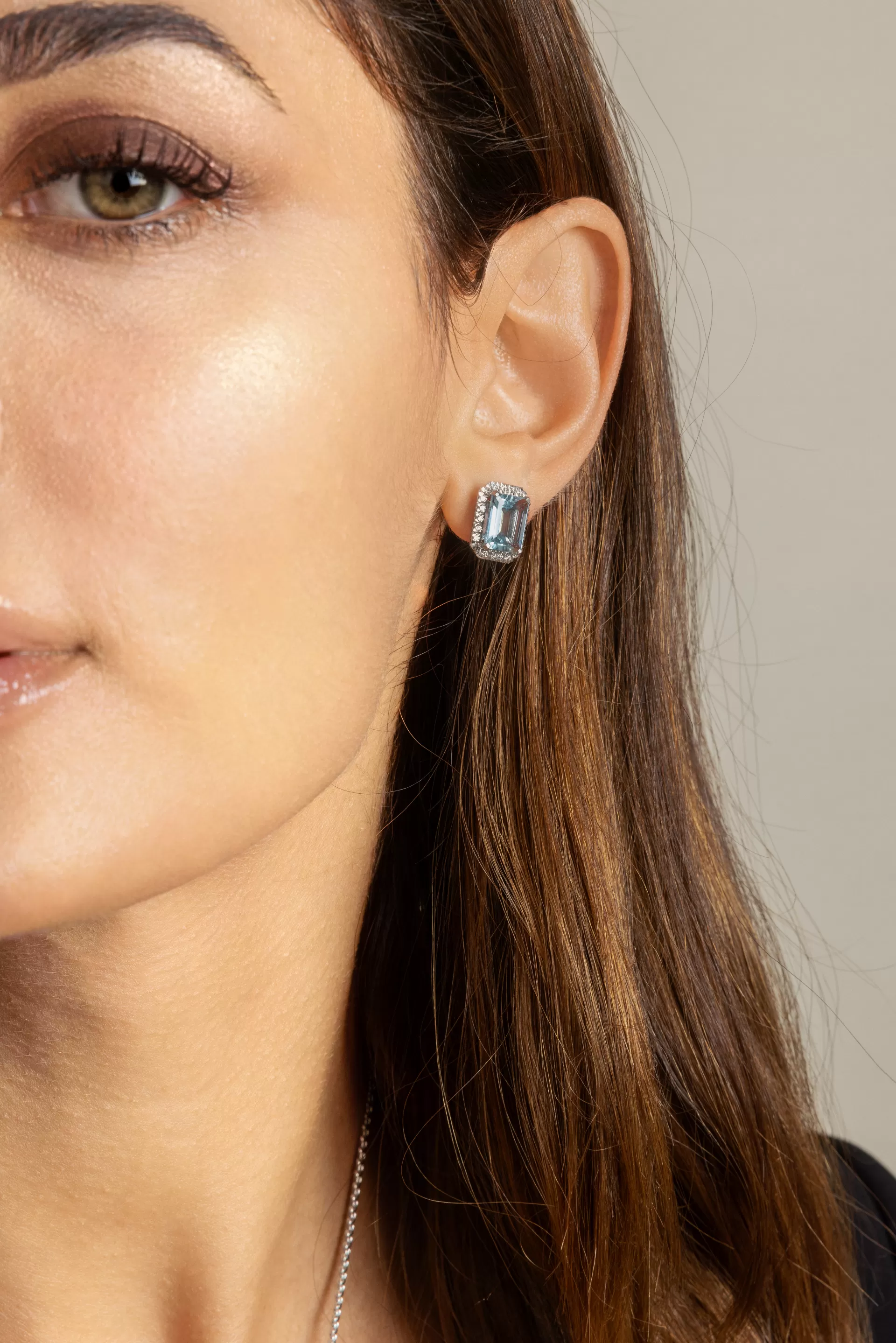 Earrings with Diamonds and Acqua Marina