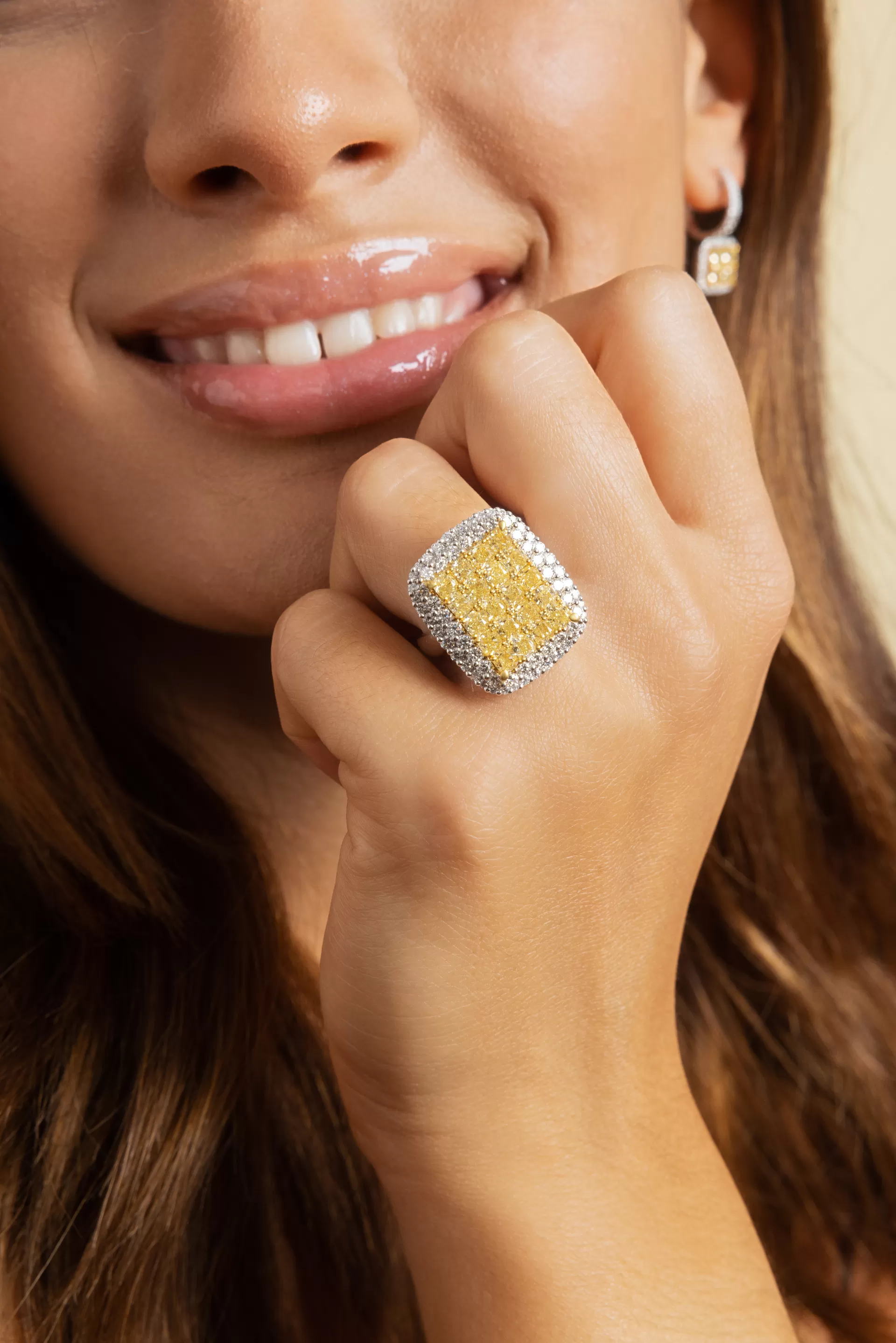 Ring with Diamonds white & yellow